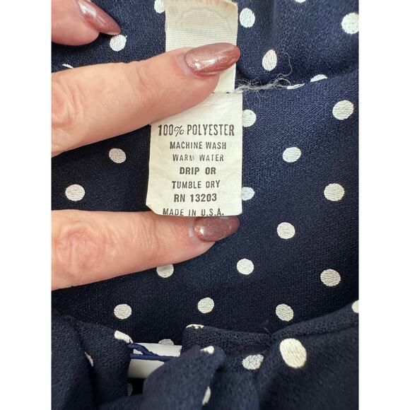 Vintage 1960 IGLWU made dress -Blue and White Polka Dot - Picture 4 of 15